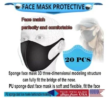 20 PCS Breathable Black SPONGE FOAM Mouth Face Mask THIN Lightweight Cover