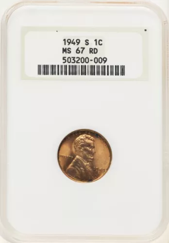 1949-S 1C MS67 Red NGC Lincoln Wheat Cent