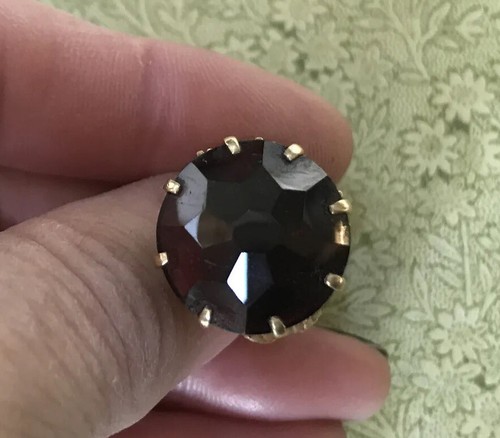 Antique 14K Rhodolite Garnet Deco Statement Ring Unique Facets - Picture 3 of 12