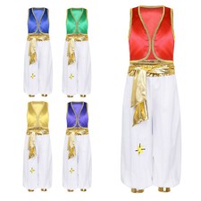 Kids Boys Arabian Prince Costume Masquerade Halloween Cosplay Dress Up Loose