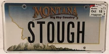Vanity STOUGH license plate Stoughton Stauch Stought 2015 MT