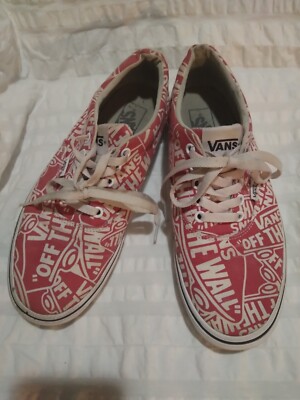 Vans Off The Wall Mens Sneakers Red White Spell Out Lace Up