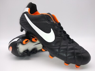 Nike Mens Rare Tiempo Legend IV FG 454316 018 Black Orange Soccer Cleats 