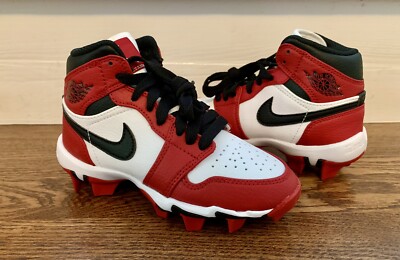 Nike jordan 1 mid youth cleat 12c white/black gym red BNWOB NEW NO BOX