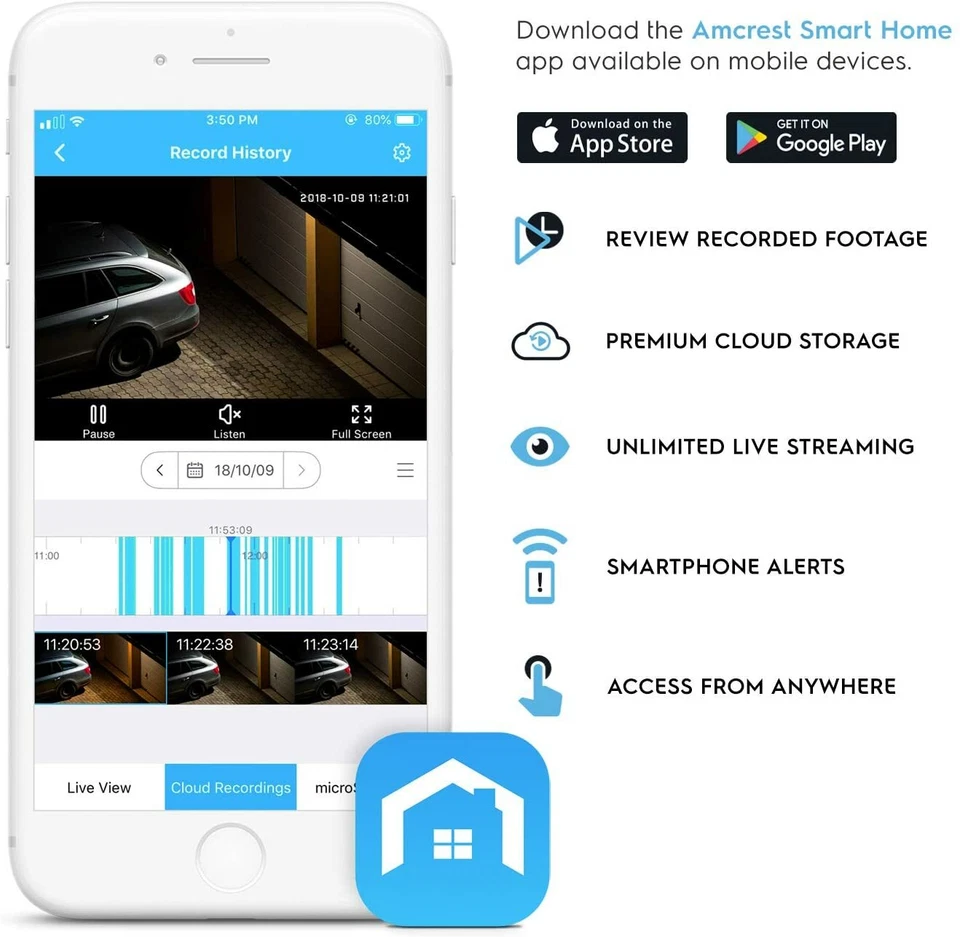 Amcrest 4MP Smart Home Outdoor Wifi Security Bullet Camera Wireless Mic Warranty - Image 4 of 4