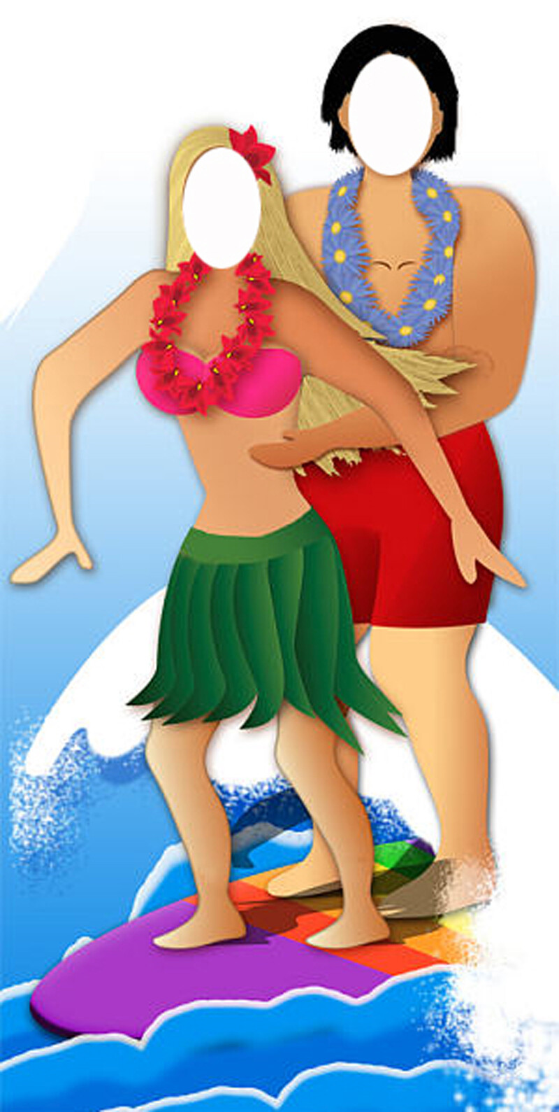 Hawaiian Surfing Photo Prop Lifesize Stand In Couple Party Decoration Surfers