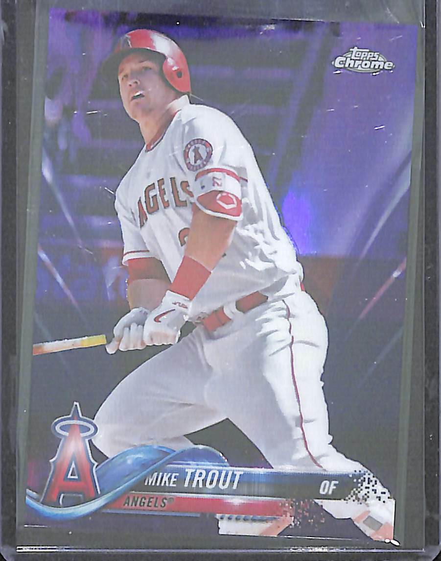 2018 Topps Chrome Purple Refractor #100 Mike Trout No 281 of 299