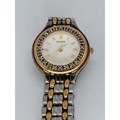 Elegant Pulsar Two-Tone Ladies Watch with Crystal Accents | eBay display picture 3