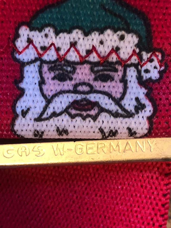 Vintage CAS West Germany Santa Claus Elastic Red Suspenders Brass Christmas - Image 4 of 4