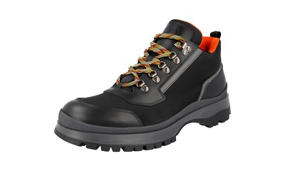 靴 Prada BRIXXEN hiking boots PRADA BRIXXEN HIKING BOOTS BOOTIES SHOES BLACK LEATHER NEW US 12
