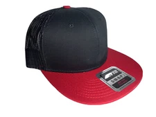 BRAND NEW BLACK RED CAP HAT MESH TRUCKER SNAPBACK VINTAGE STYLE FLAT BILL ADULT
