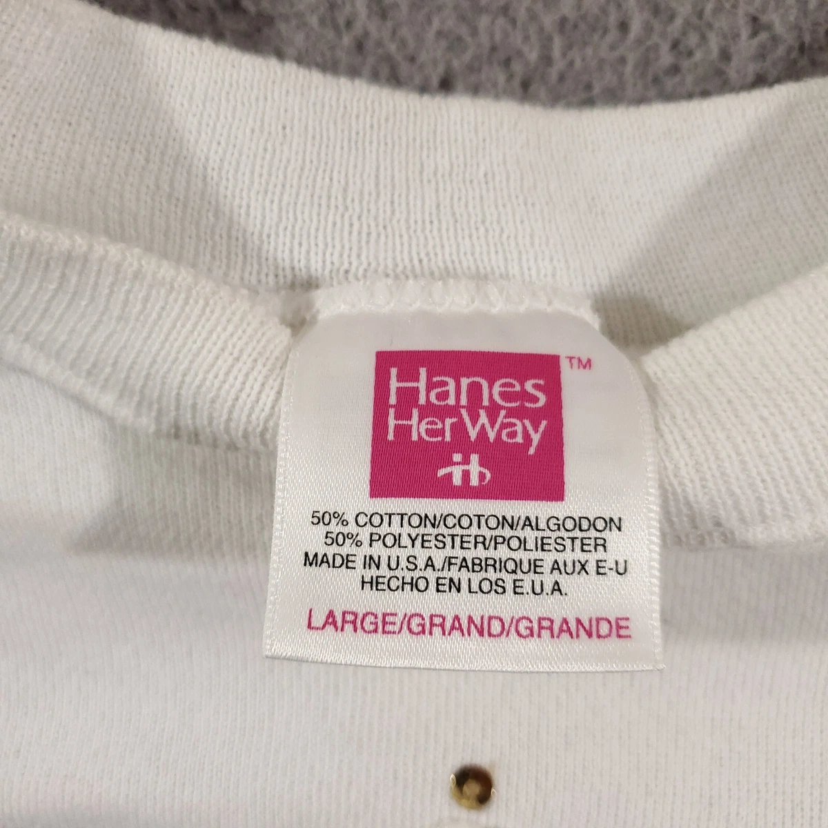 Vintage Hanes Her Way Sweatshirt Women Large White Sequined Made