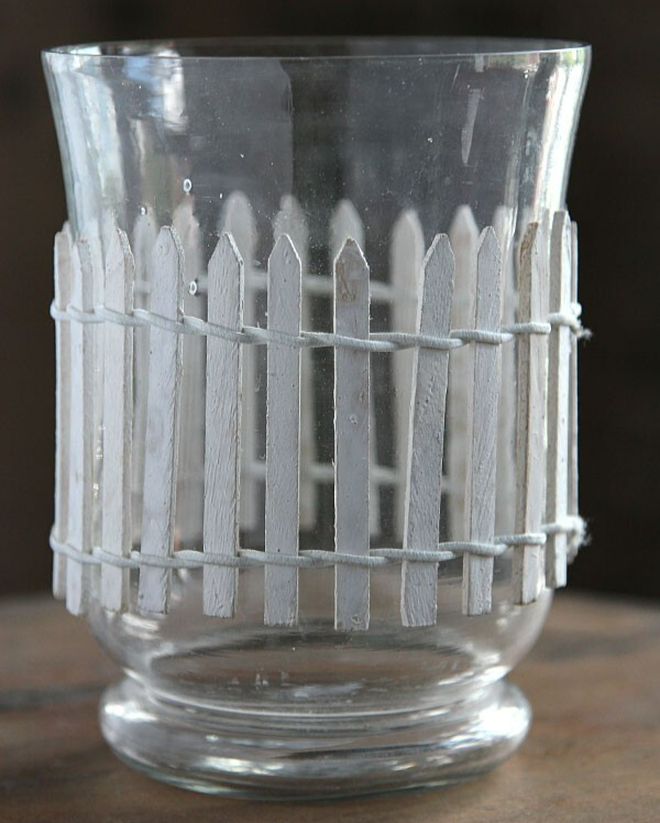 Coastal 6 Inch Glass Hurricane with Picket Fencing 81046