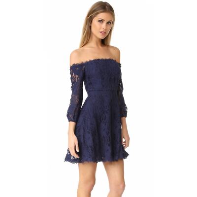 R.S.V.P by BB Dakota NWT Navy Lace Jasmin Off Shoulder Mini Dress // 4 |  eBay