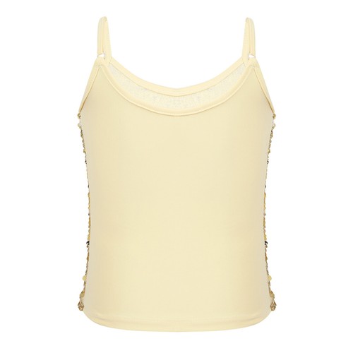 Girls Sparkle Sequins Crop Top Camisole Dance Tank Tops Cheer Jazz Vest - Picture 87 of 116
