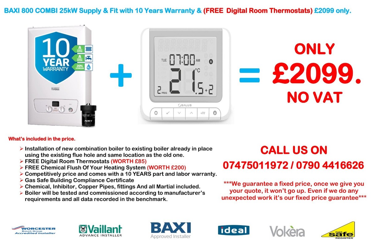 BAXI 800 Combi 30kw BOILER INSTALLATION Supply Fit With FREE