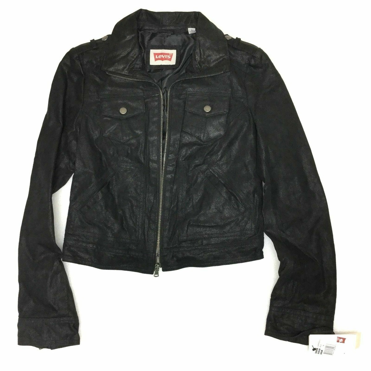 リーバイス ライダースジャケット Levi Women's Motorcycle Jacket Cropped Fitted Suede Leather Full