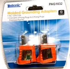 2 PC. 3 PRONG TO 2 PRONG PLUG AC 125V/15AMP