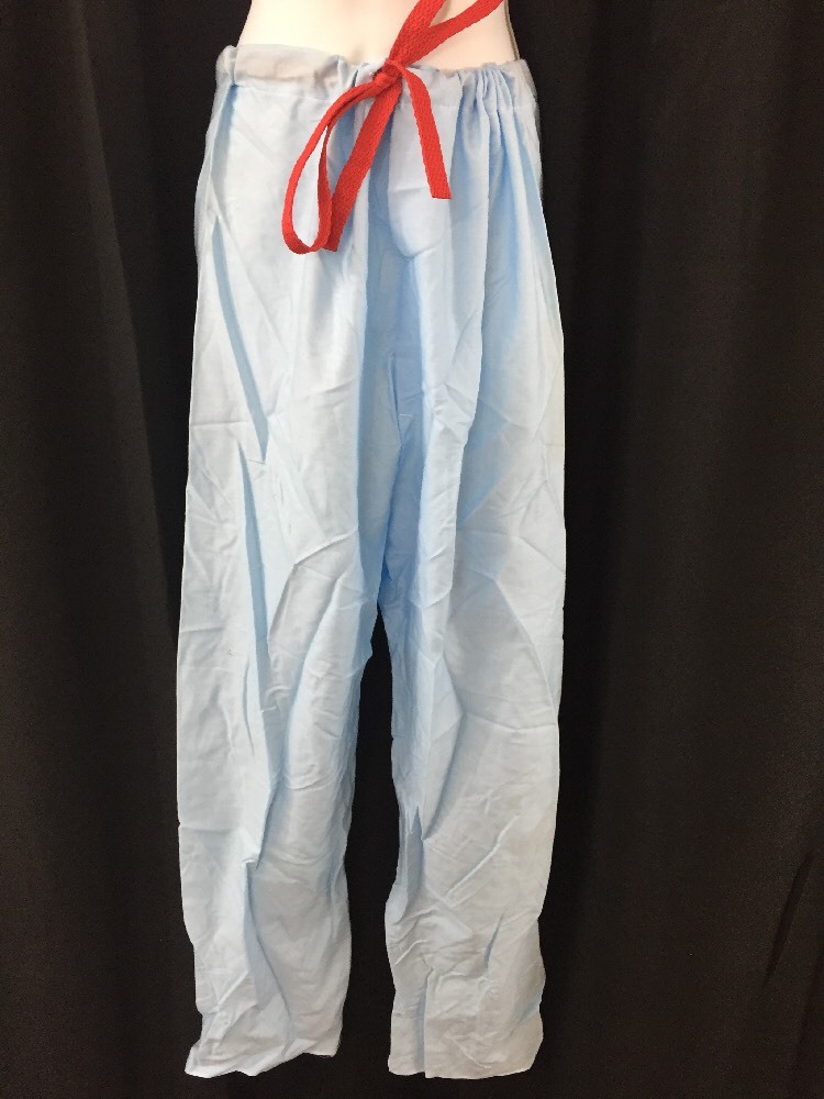 ONE NEW HOSPITEX Men's Pajama Pants Trousers Light Blue Medium w/Red Drawstring