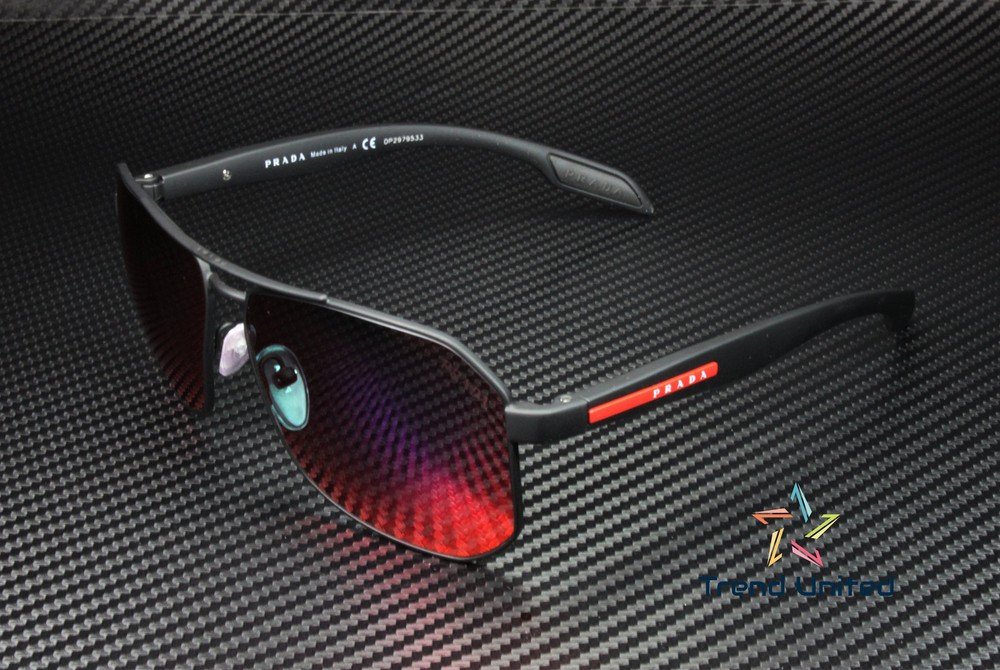 PRADA LINEA ROSSA PS 51VS DG09Q1 Black Dk Grey Mir Blue Red 62 Men's Sunglasses