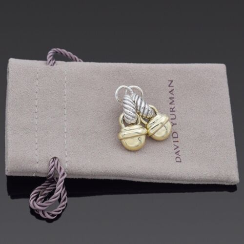David Yurman Sterling Silver & 14K Yellow Gold Acorn Omega-Back Dangle Earrings - Picture 2 of 6