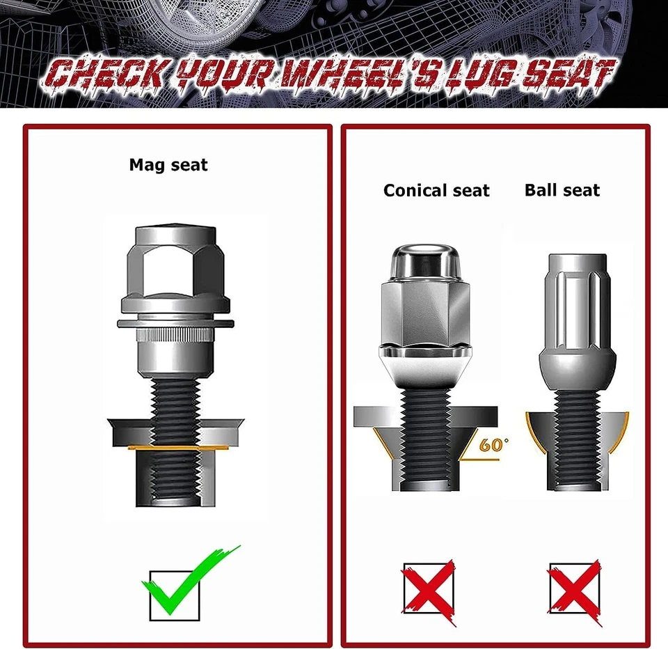 20 piezas tuercas de asiento Mag M12x1,5 cromadas OEM de fábrica 21 mm hexagonales Chevy Cadillac Buick Foto 4 de 4