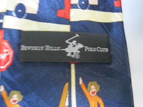 Beverly Hills Polo Club School Bus blue red gold tie 57 x 3.75 Necktie 15641 - Picture 3 of 3