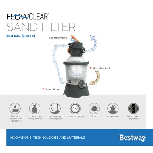 Sandfilteranlage Bestway 3.028 l/h Sandfilter Poolpumpe Filterpumpe Filterkessel - Bild 9 von 10