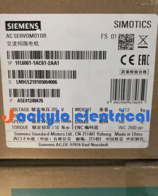 1FL6 061-1AC61-2AA1 NEW SIEMENS SIMOTICS Operating Voltage 1FL6061-1AC61-2AA1