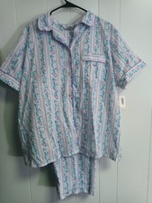 NEW Vintage Pajamas Set Lyn Anne Strawbridge  clothier Size 44 Cotton 80s