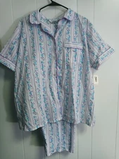  NEW Vintage Pajamas Set Lyn Anne Strawbridge & clothier Size 44 Cotton 80s