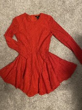 H&M RED LACE SKATER DRESS SIZE 4 