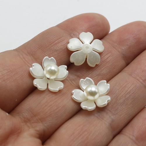 Craft DIY Ivory Pearl Flower-shaped Buttons for Jewelry Making Craft Sewing - Picture 11 of 13