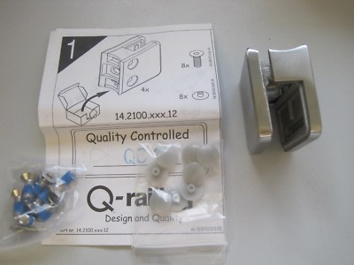 4 Stück Q-railing System 14.2100.042.12 Glasklemmen MOD 21 V4A matt gebürstet 