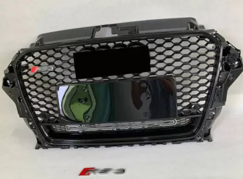 Parrilla de parachoques delantera negra Henycomb para Audi A3 2013 2016 S3 RS3 - Imagen 2 de 7
