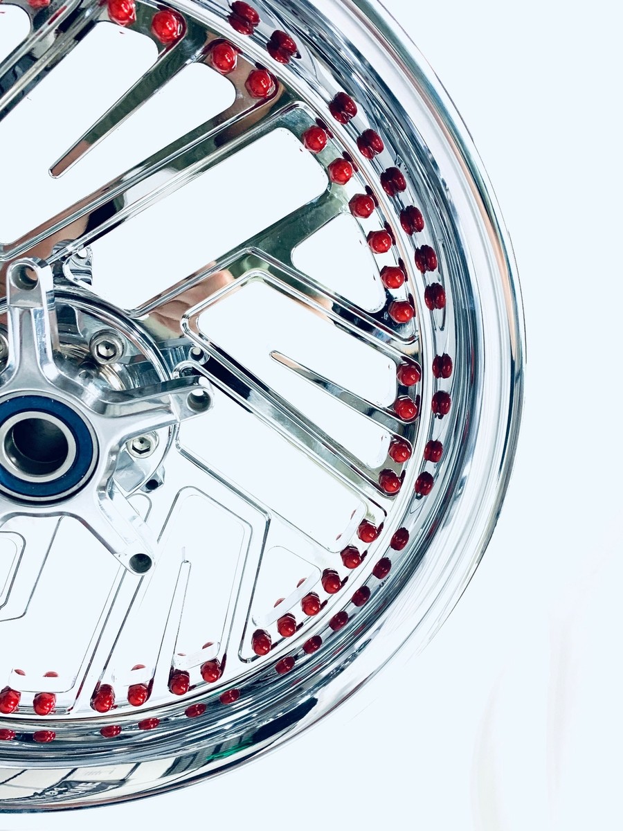 ぴぴぴです。 STOCK SIZE CHROME TWIST IT WHEELS W/ RED RIVETS 2012-2020 KAWASAKI