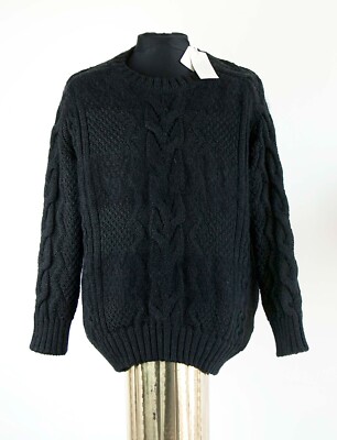 MASSIMO ALBA Maglione Zopfmuster Rundhals Pullover Wolle Mohair Seide Gr. XL Italy