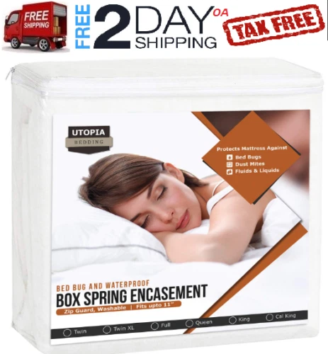 Matress Protector Box Spring Encasement Zippered Cover Pad Bed Bug Protection