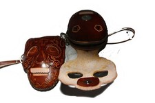 5" Leather Sugar Skull, Day of The Dead, Mini Purse, Bag w Strap  key chain