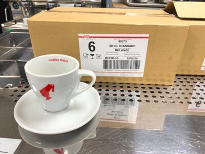 Espresso/ Julius Meinl White ME01D-3B/ Porcelain 6 Cups & 6 Plate Set/ 6 Oz