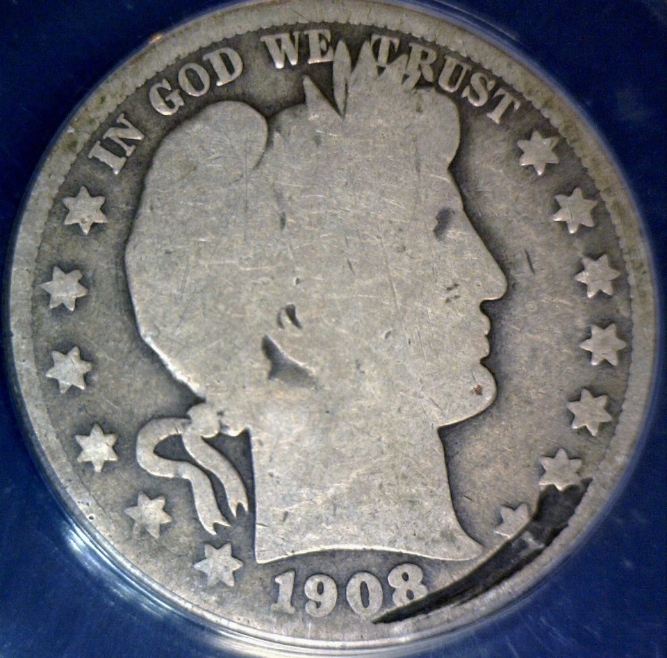 1908o ERROR ANACS G4 LAMINATION Barber Half Dollar SILVER Coin RARE TYPE  NR - Image 3 of 4