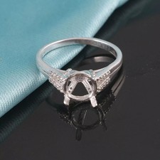 Semi Mount Ring Stone Setting Size 7X7 MM Round Shape 925 Sterling Silver Ring