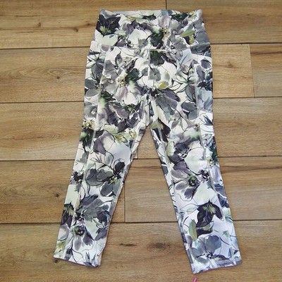 RBX Watercolor Floral Capri Leggings Pocket Athleisure Women's Medium