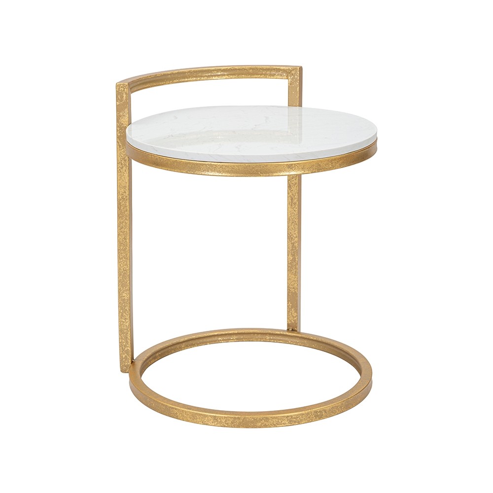 Table basse ronde marbre blanc et doré pour vos moments détente au salon
