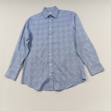 Charles Tyrwhitt Dress Shirt Men  s 15.5 33 Blue Check Cotton Slim Fit Non Iron
