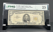 1963 $5 YELLOW Seal Note ***PMG 25 VF*** US Bill LOW Shipping!!!