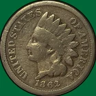 1862 Indian Head Cent Good G Coin #33614