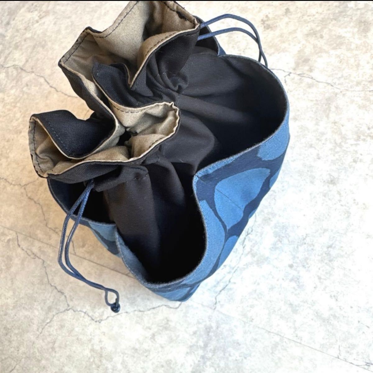 bag drawstring bag drawstring pouch navy dots - image 5