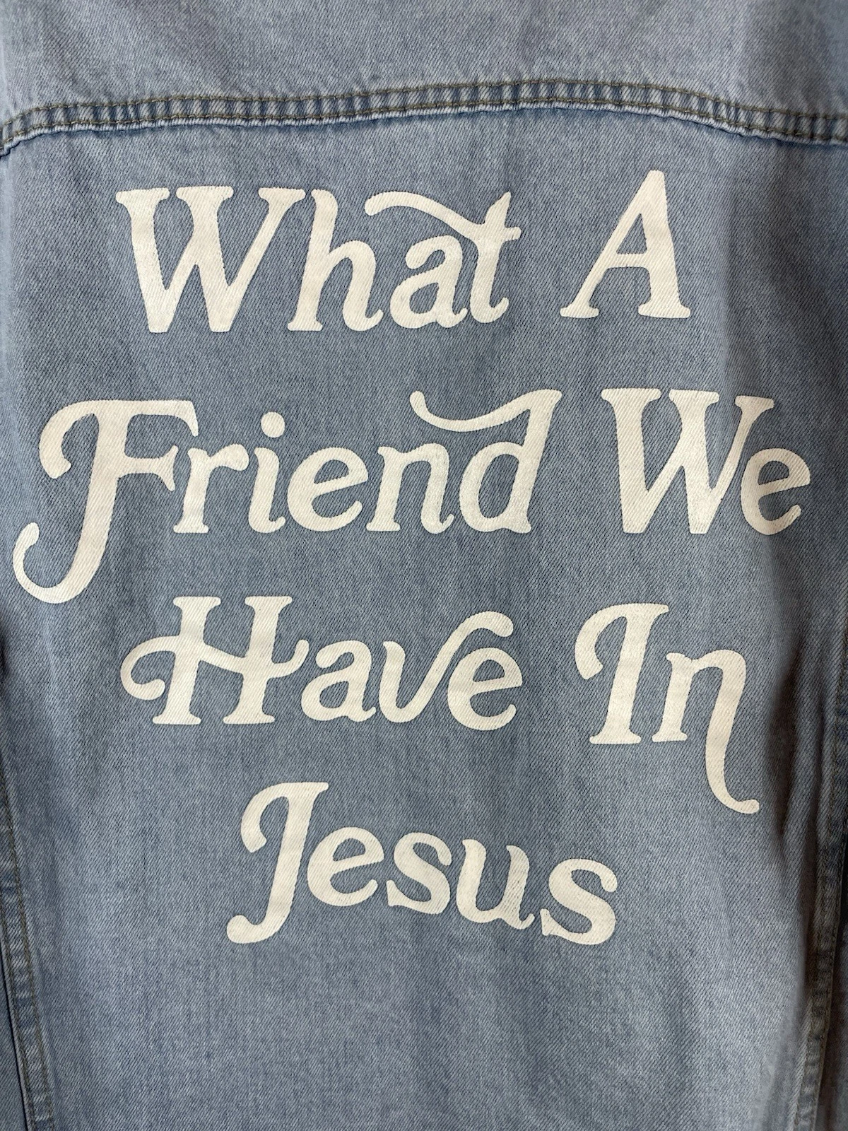 Elevated Faith What A Friend In Jesus Denim Jacket Size Large Unisex Adult - product detail image 11