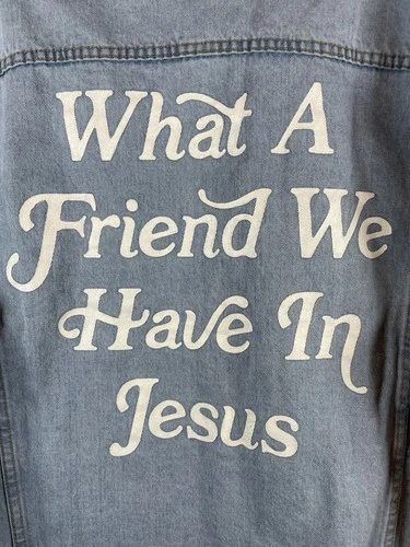 Elevated Faith What A Friend In Jesus Denim Jacket Size Large Unisex Adult  image 11